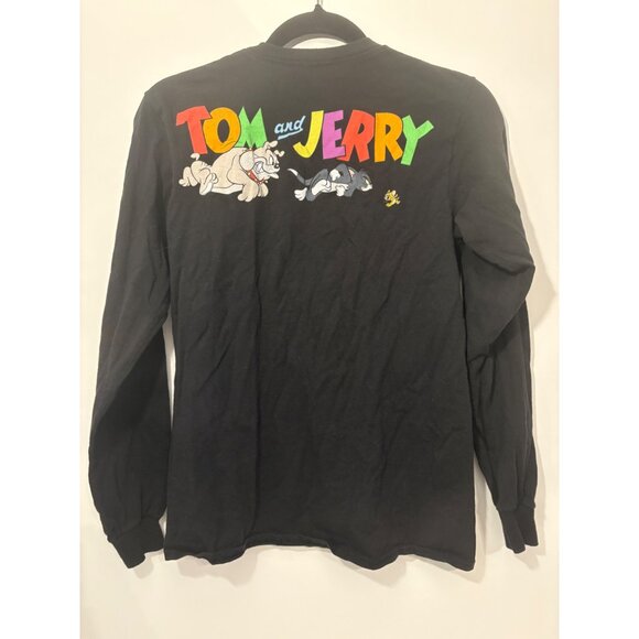 Tom & Jerry Black Long Sleeve Shirt Men’s Size Small Cartoon Print Front & Back - Picture 4 of 6
